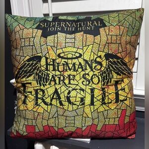 👻✨ Vintage Scary Supernatural 17” x 17” Pillow – Join the Hunt! ✨👻